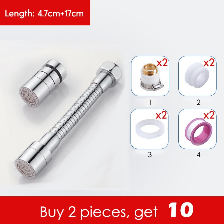 Universal Splash Filter Faucet Kitchen Bathroom Tap for Water Filter Rotating Replacement 720 Degree Douche Adjustable R2045: B-C17cm 2 sets