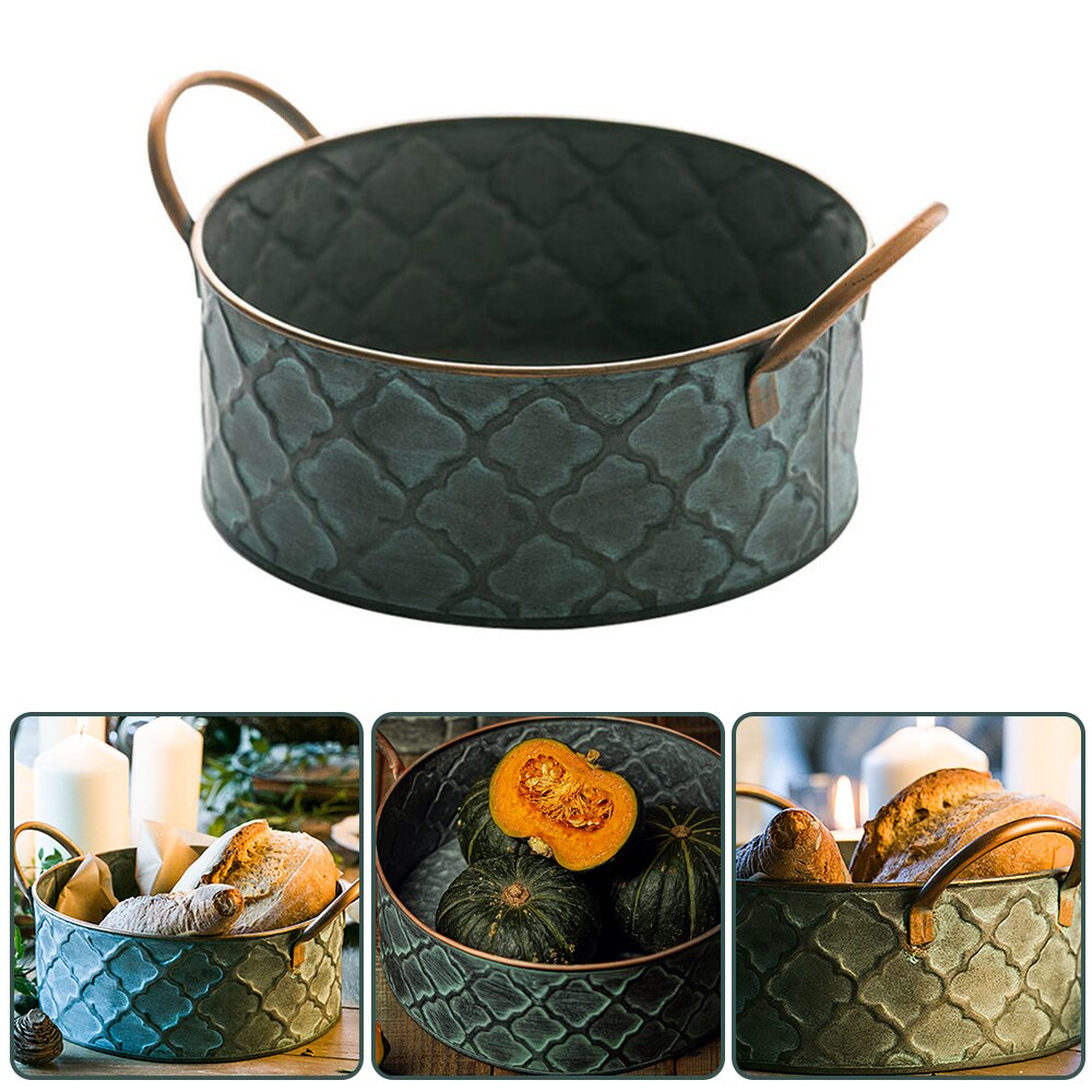 Vintage ancien fer forgé panier de rangement cuisine fruits pain panier fer pain plateau photographie accessoires pour la décoration intérieure 25*25*9cm