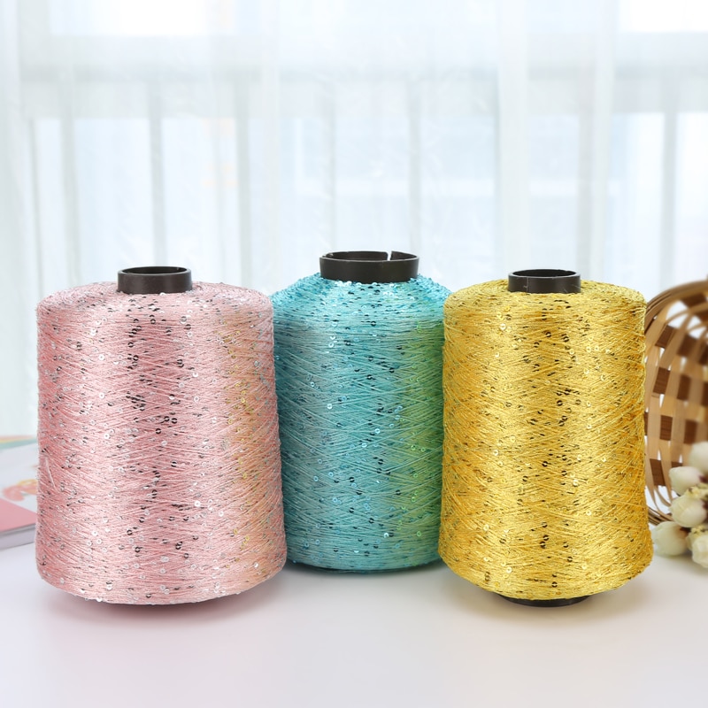 100g/ball Shiny Sequin Yarn Colorful Crochet Thin Thread Yarn for Hand Knitting Sweater Shawl Yarn DIY Crochet Hook Thread