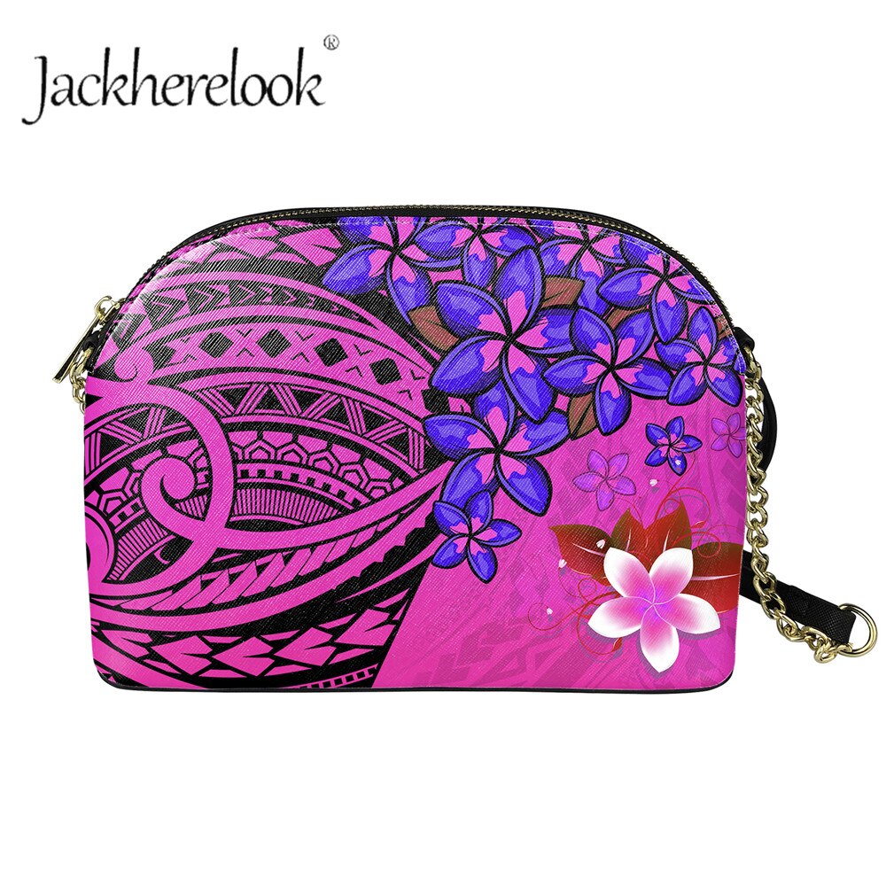 Jackherelook enthic tribe-patroon dames messengertas met grote capaciteit, plumeriaprint, mini casual schoudertas met ketting, bolsa: Hqcb 211 d 49