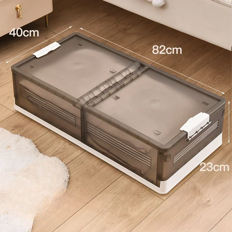 Storage Organizer Underbed Storage Box for Household Use with Wheels ,Flat Organizing Box,Foldable Bed Tail Clothing Storage Box: Red