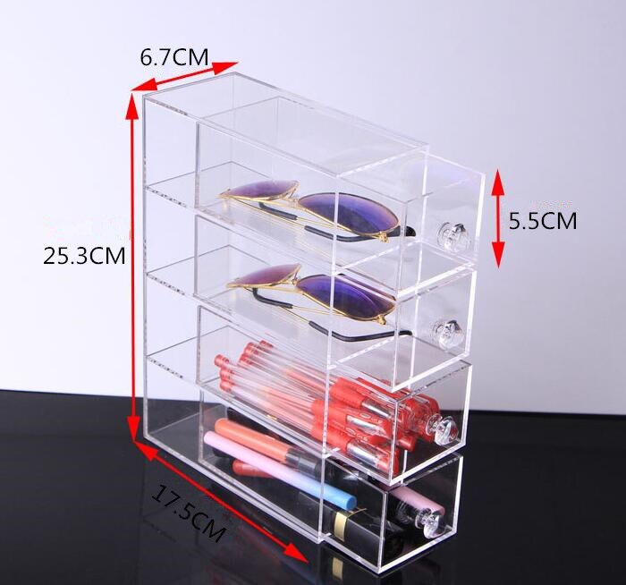 Flerlags akryl læbestift makeup skuffe holder kuffert kosmetik opbevaring makeup briller organizer neglelak display stand stativ
