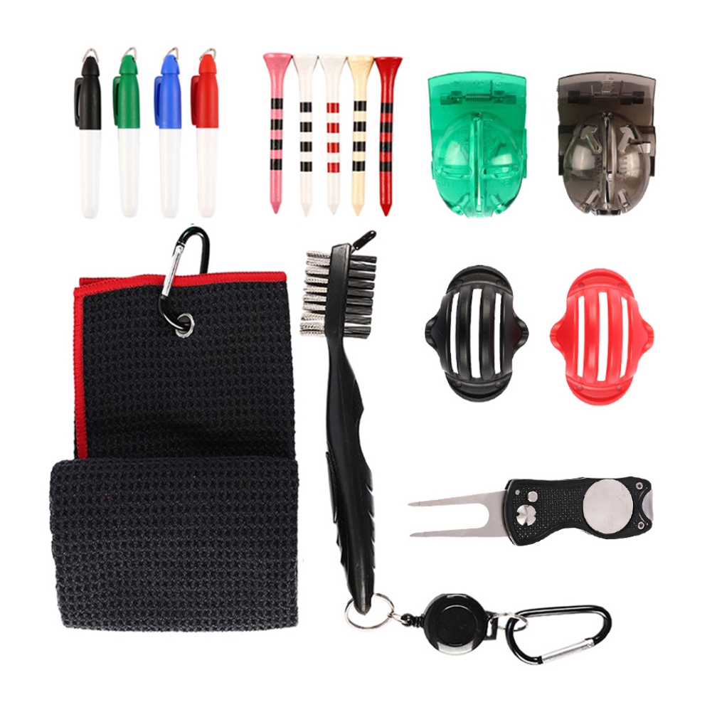 Golf Divot Tool Golf Markers Golf Accessories Golf Towel Microfiber Waffle Pattern Brush Tool Kit With Club Groove Cleaner