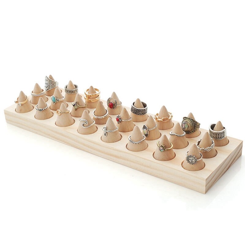 Ring Display voor 5 Ringen 23x6.5cm Black - Wood