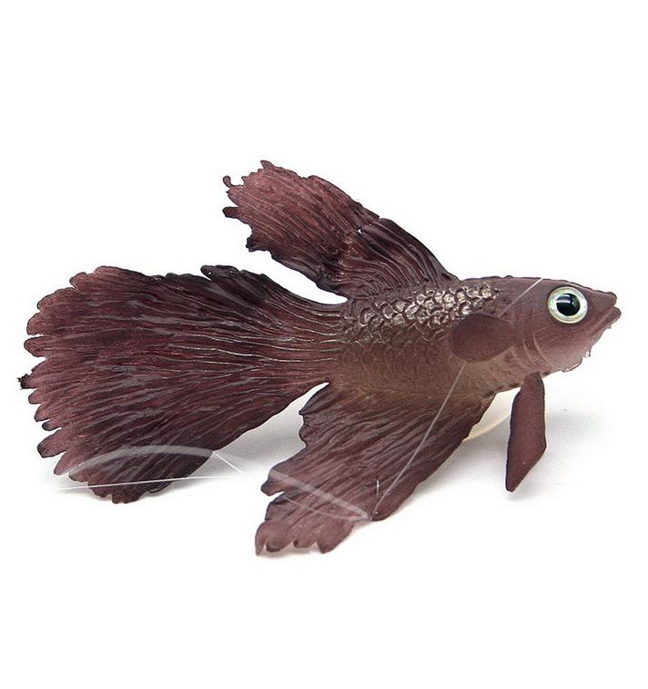 Aquarium Decoration Silicone Artificial Goldfish Floating Betta With Sucker Cup Fluorescent Fish Tank Ornament Landscaping: Brown