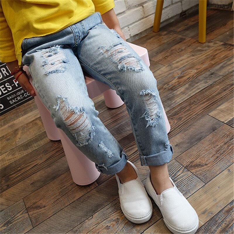 Pantaloni Jeans strappati per bambini 2020 nuovi pantaloni in Denim rotto per bambini primavera per bambina