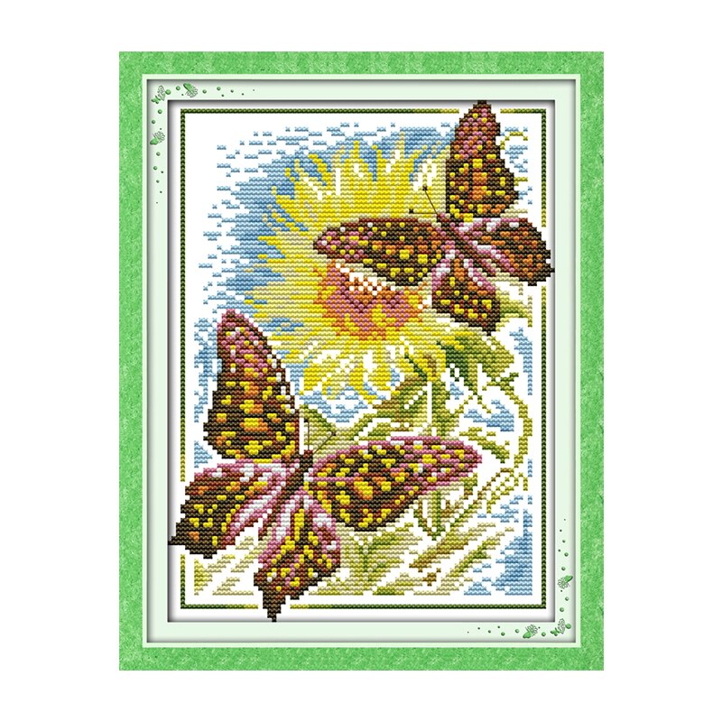 Joy Sunday Counted Cross Stitch Patterns Butterfly Series 14ct 11 Ct Aida Printed Fabric DIY Handmade Embroidery Needlework Sets