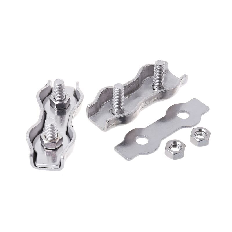 2pcs Stainless Steel Wire Rope Clips Double Grips Cable Clamps For Wires 2mm 3mm 4mm 5mm 6mm