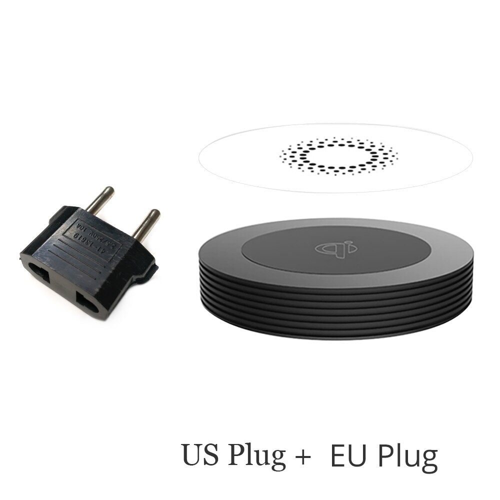 Invisible Qi Wireless Charger Furniture Office Desktop Hidden Embedded Table Quick Charging Pad for iPhone 11 X Samsung Huawei: US Plug x EU Plug