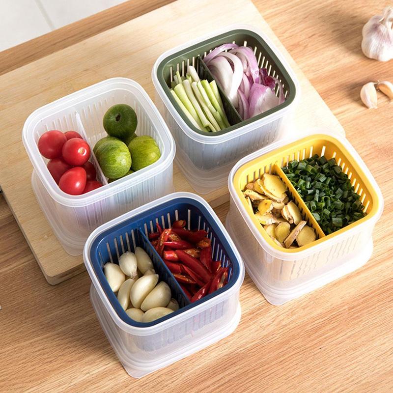 Escurridor de cebolla verde compartimentada, caja de accesorios de almacenamiento para mantener fresca la cebolla sellada, Kit Y3Q0