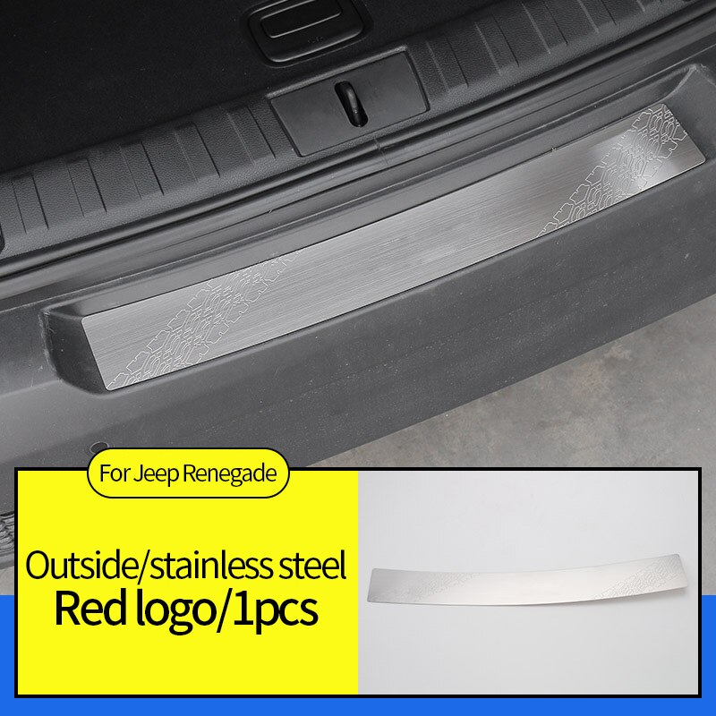 Piastra di protezione per baule auto per jeep rinnegato pedale in acciaio inossidabile accessori decorativi resistenti allo sporco antigraffio: rosso logo 1pezzi