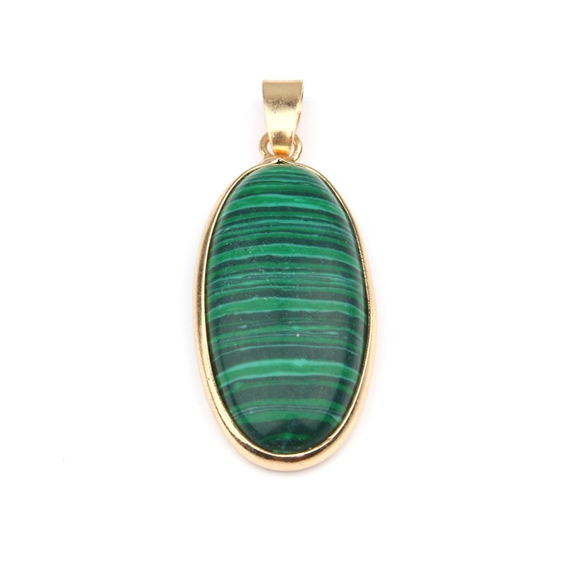 Ciondolo In Pietra naturale di Forma Ovale Pendenti Con Gemme E Perle Agat Lapis Lazuli Pendenti E Ciondoli per Collane Monili Che Fanno 4*1.6*0.6 millimetri: Malachite