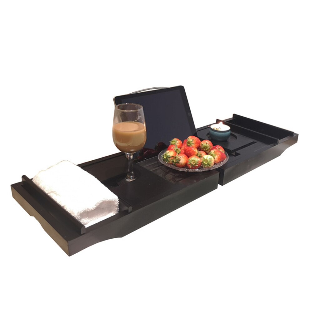 Extendable Bamboo Bathtub Tray Nonslip Bath Tray Spa Bathtub Book Wine Tablet Holder Reading Rack Bathtub Bathroom: Black