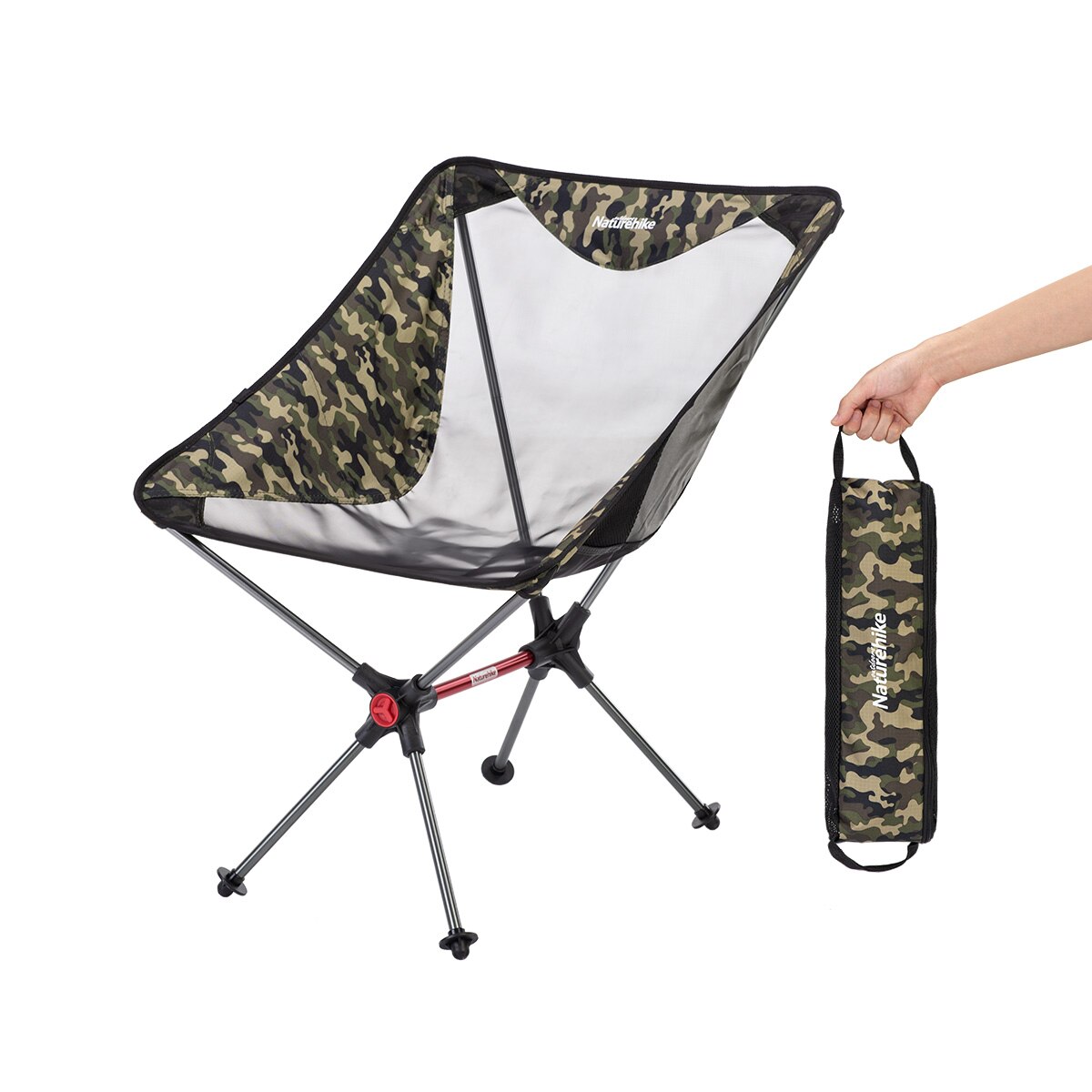 Naturehike Lichtgewicht Draagbare Vouwen Compacte Camping Stoel Aluminium Mesh Strand Picknick Vissen Stoel NH19JJ005: Camouflage