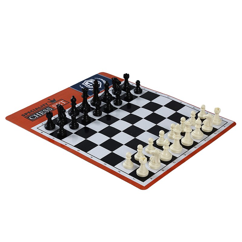 Exquisite Standard Solid Plastic Chess Set Portable Leather Chess Board Children Puzzle Games