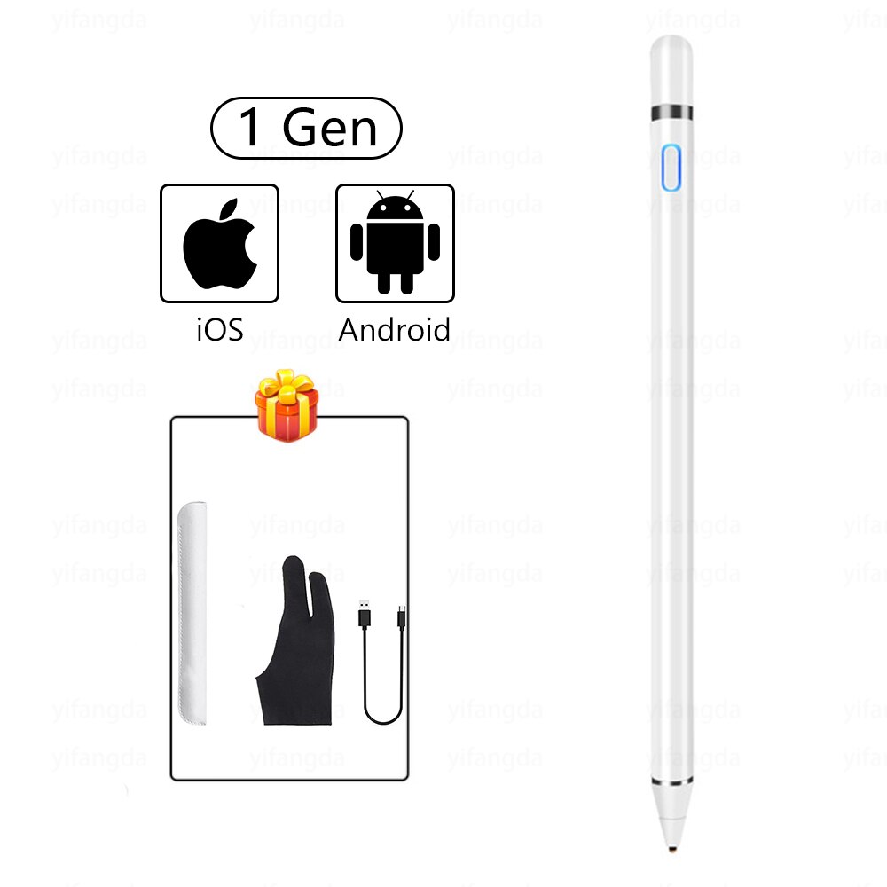 Stylet tactile universel pour téléphone portable, adaptable sur tablette, iOS, Android, Huawei, Samsung, Xiaomi, Apple, iPad: White 02
