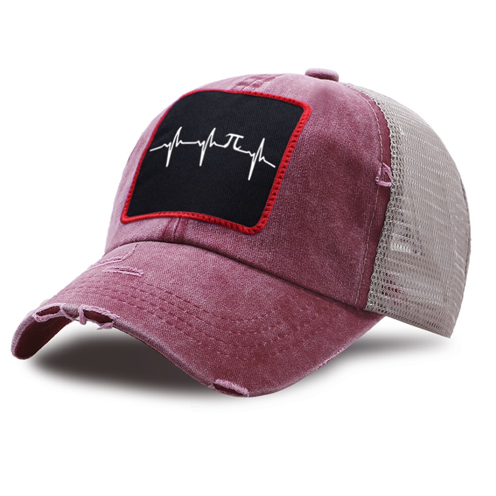 Traspirante Sport Trucker Cappello Outdoor Berretto Da Baseball Unisex Mountain Amore Della Maglia di Modo Cappellini Da Baseball Cotone Casual Del Cappello di Snapback: wine red6