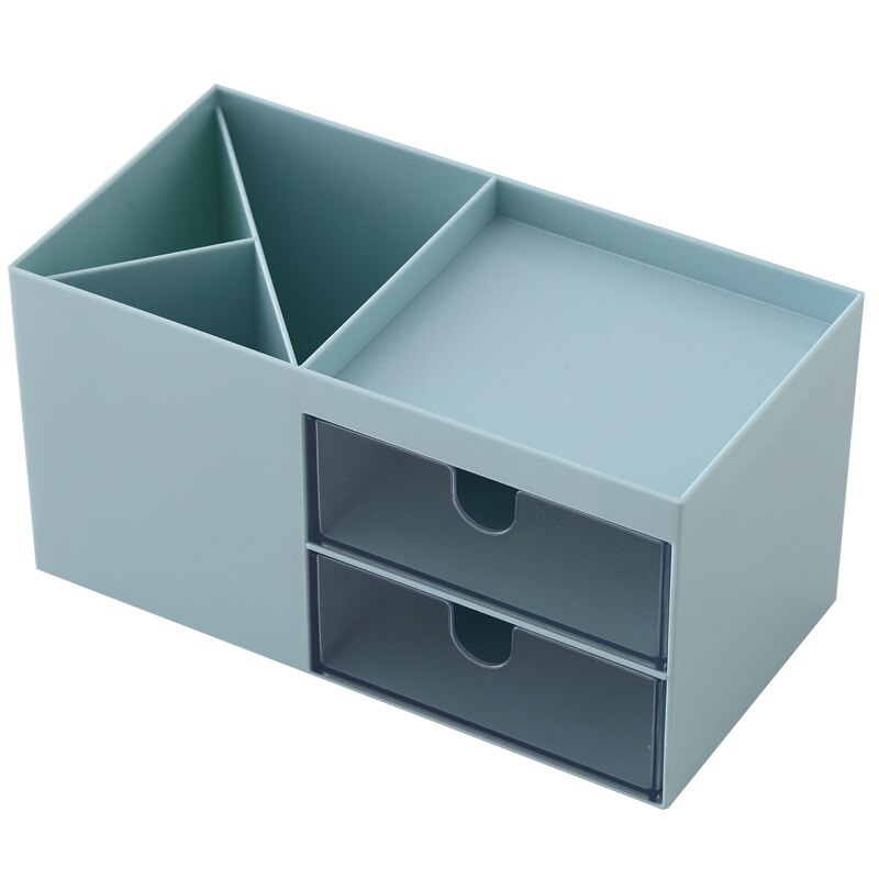 Grande capacidade caixa de armazenamento cosméticos maquiagem gaveta organizador jóias unha polonês maquiagem recipiente desktop sundries caixa de armazenamento: Blue