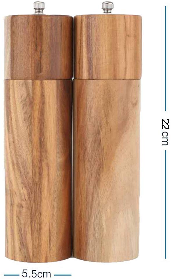 Drewniany młynek robić soli i pieprzu, instrukcja obsługi, drewno akacjowe, 8 "-elegancki młynek robić soli i młynek robić pieprzu