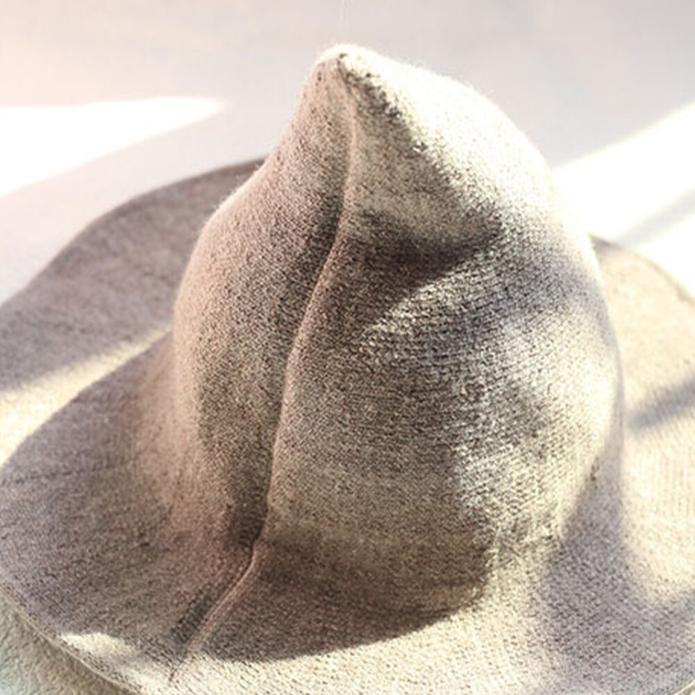 Women Modern Witch Wool Hat Foldable Costume Sharp Pointed Wool Felt Halloween Party Hats Witch Hat Warm Cap