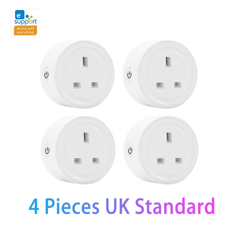 EWeLink ZigBee Smart Plug Socket Outlet US UK Standard Remote Voice Control For Alexa For Samsung SmartThings Smart Home: 4 Pieces UK