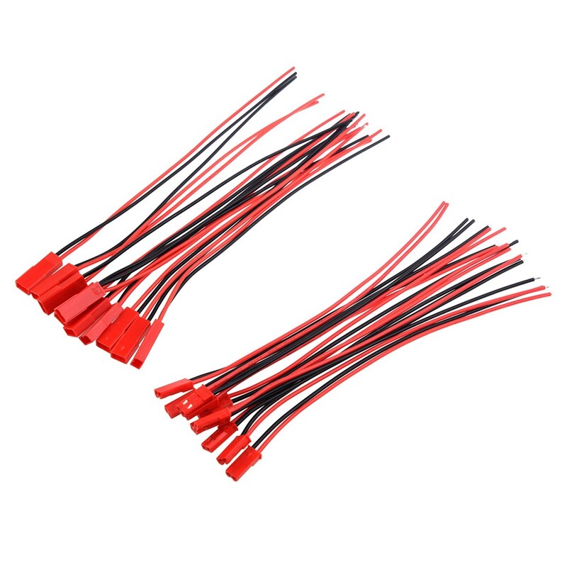 2x 18 Gauge AWG Silicone Rubber Wire Cable Red Black Flexible & 10 Pairs 150mm JST Connector Plug Cable Line Male+Female For