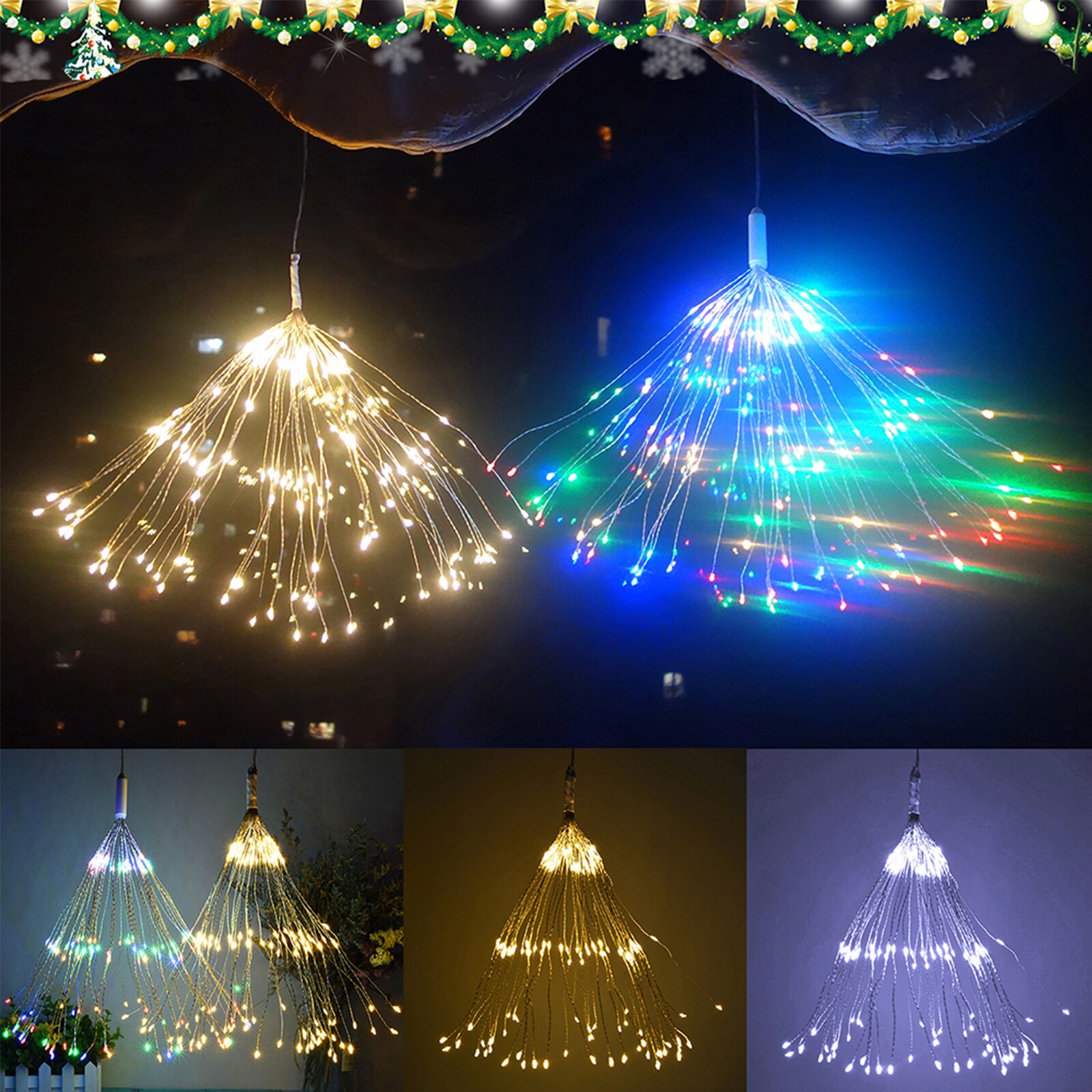 Fogos De Artifício De Controle Remoto à prova d' água LEVOU Luz De Fadas LEVOU Luzes Da Corda Luz Da Corda LEVOU Luz Do Feriado Do Natal Do Partido Decoração de Casa