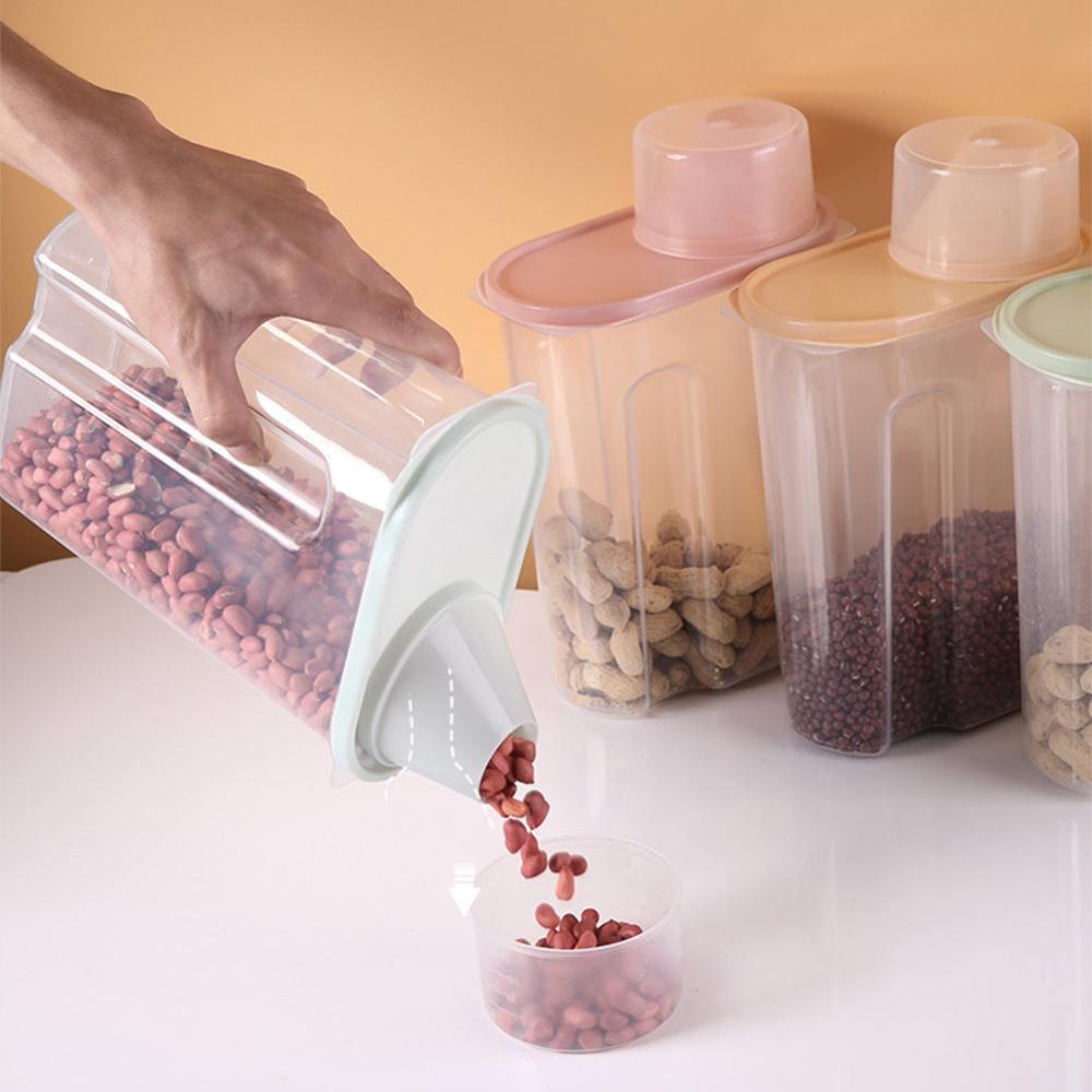 Boîte de stockage de nourriture de PP ensemble de récipient clair en plastique avec verser des couvercles bouteilles de Grains pots de stockage de réservoir cuisine séchée 1.9L-2.5L D4E7