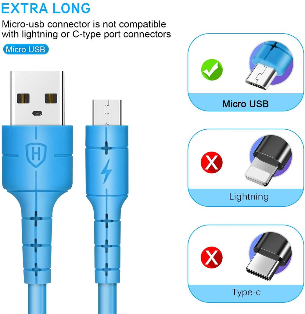 MAXCURY Micro USB Cable 3A Extra Long 3M Fast Charging Cord for Samsung S7 S6 Extension cable HUAWEI HONOR: Sky Blue / 3m