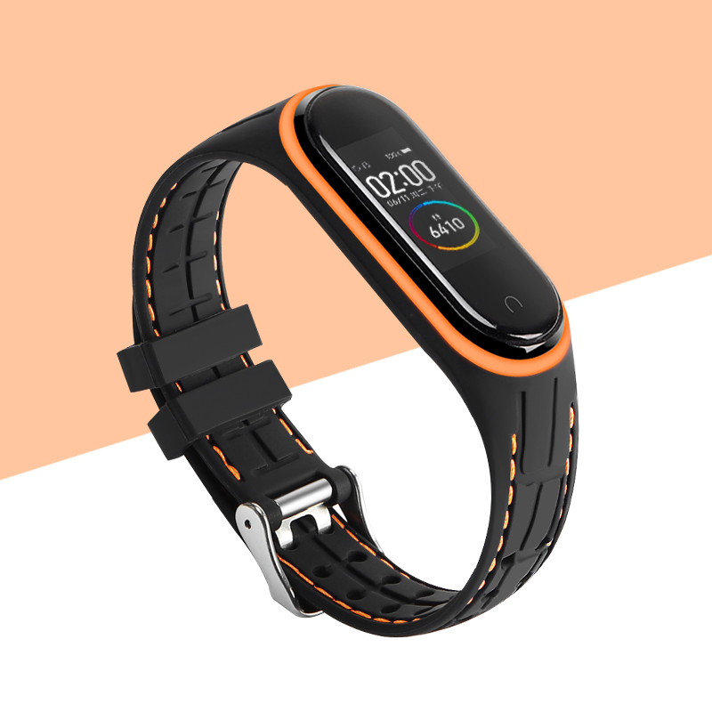 Silikone til xiaomi mi band 4 rem armbånd sport gummi urrem udskiftning smartwatch rem til mi band 3 4 5 6 7 armbånd: Sort gul / 12mm