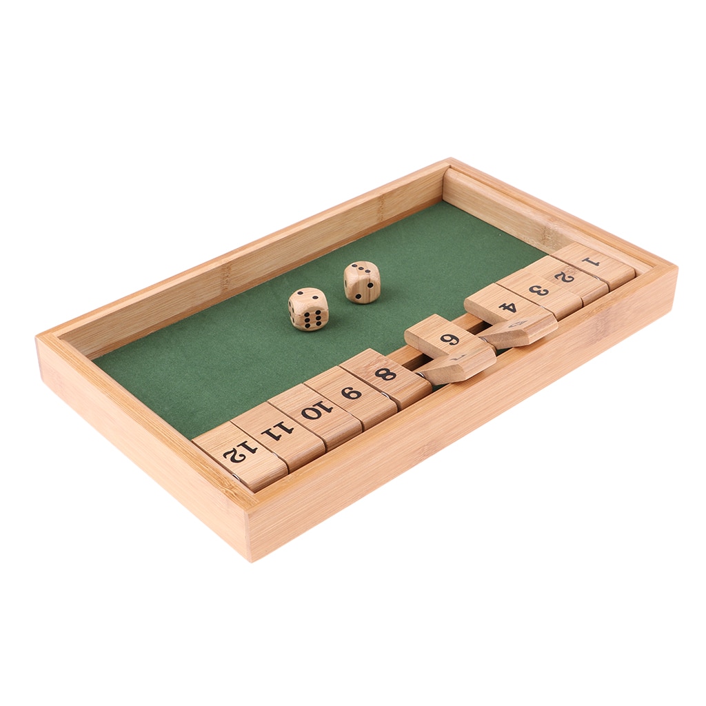 12 Number Shut the Box Board Game 2 Player Wooden Dice for Kids and Adults Family Traditional Games