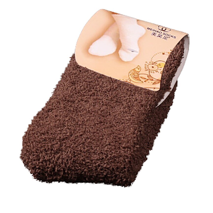1 paar Sokken Thuis Vrouwen & Mannen Meisjes Zacht Koraal Fluwelen Bed Vloer Sokken Pluizige Warme Winter Pure 1220: Coffee