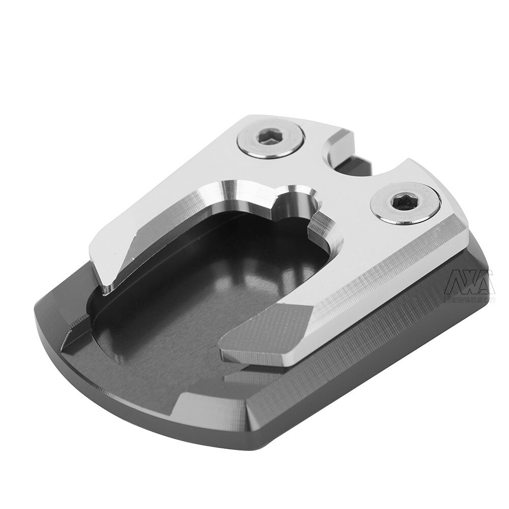 Voor yamaha xmax 125 250 300 alle jaren motorfiets zijstandaard verbreding basis pad plaat kickstand vergroting steun verlengstuk: Grijs