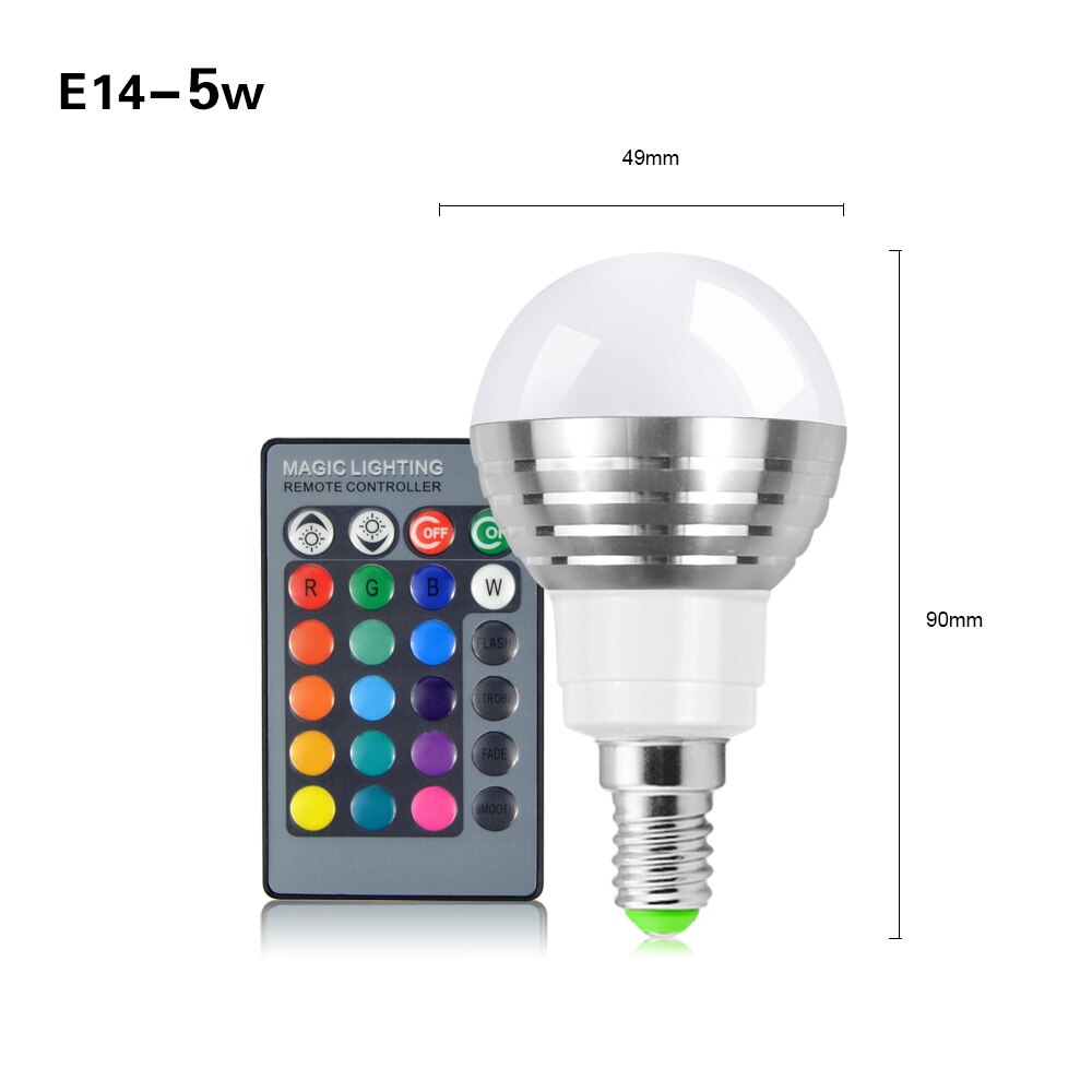 E27 E14 Led Lamp 5W 7W Rgb 16 Kleur Verwisselbare Led Lamp 110V 220V Rgb Led gloeilamp Spot Met Ir-afstandsbediening Home Decor: E14 5W