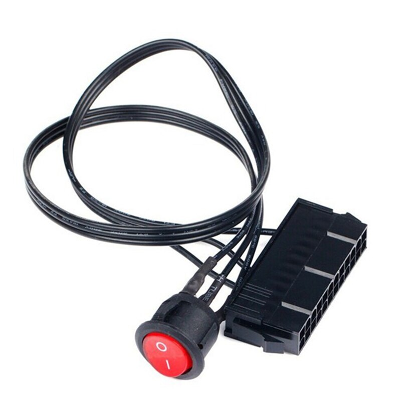 2 stück 50cm- adriges kupfer-zinn-kabel 24- -polige atx-buchse für netzteile, pc-netzteile, starter-tester, start-up-jumper mit ein-/ausschalter