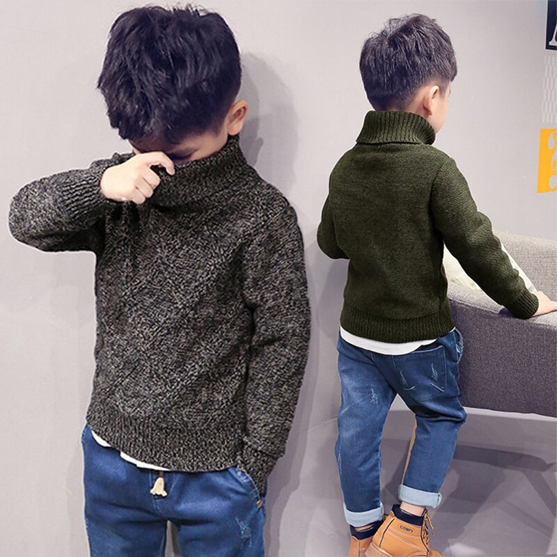 Suéter de cuello alto para niños, cárdigan de manga larga, cálido, uniforme escolar, invierno,