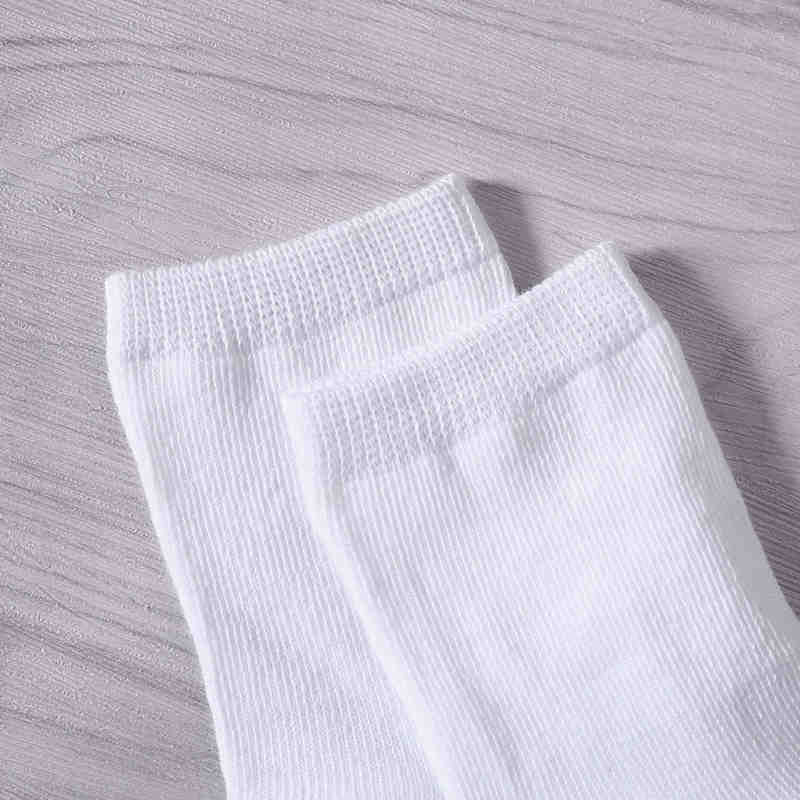 5 Pairs Kids Pure White Sock Baby Boy Girl Solid Breathable Cotton Sport Spring