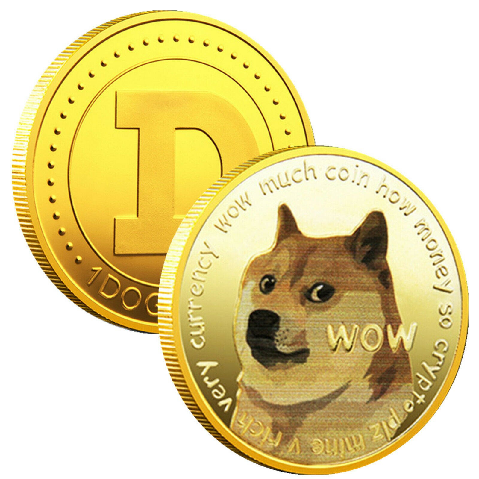 Gold Silver Plated Dogecoin Commemorative Coin - Dog Pattern Souvenir Collection: Gold