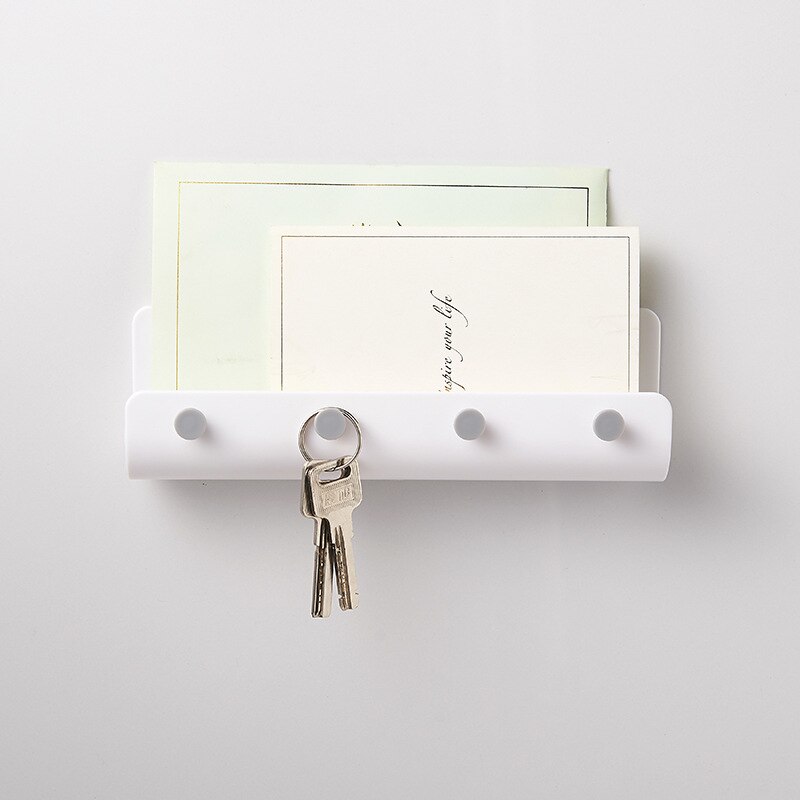 Wall-mounted Key Hanger Rack 4 Hooks Plastic Key Holder Hook Decorative Wall Shelf U-shaped Storage Rack Organizer Home Decor