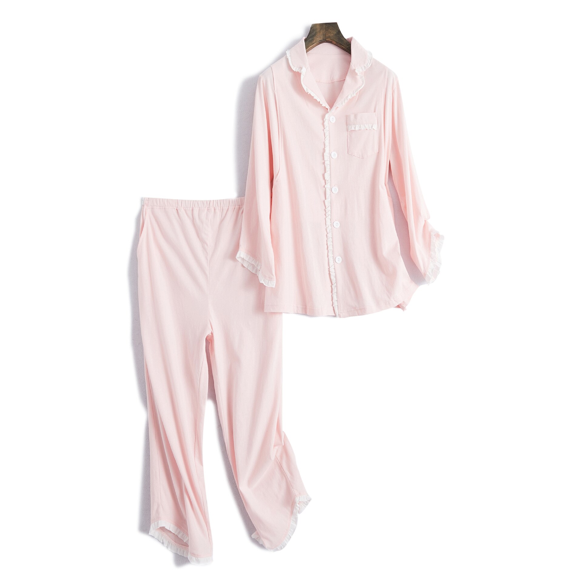 Two piece set Maternity Clothing Pregnancy Breastfeeding Jacket + Adjustable Belly Pants Patchwork Casual Maternity Sleepwear