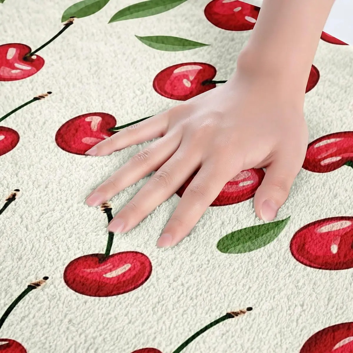 Vivid Cherry Bathroom Rug Delicious Fruits Pattern Entrance Floor Mat Bathroom Absorbent Foot Door Mat Decoration