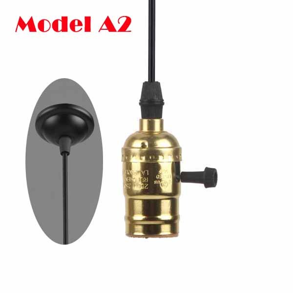 Met Schakelaar/Geen Schakelaar E27/E26 110 V-240 V Vintage Retro Aluminium Schroef Socket Hanger Lamp base Houder Hanglampen [DV5250]: Model A2