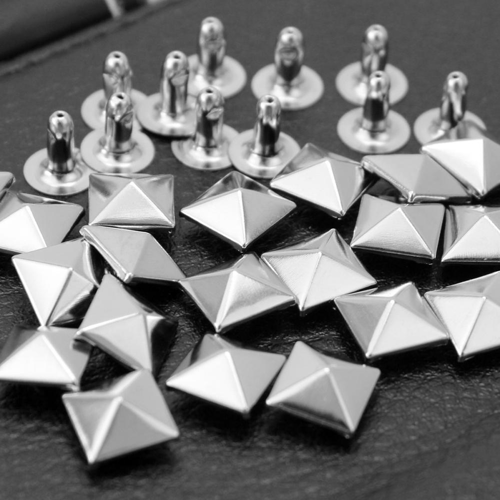 Pigge 100x sølvpyramide nitter studs diy til fremstilling af lædertaske sko bælte 9*9mm sæbeskum og pigge til tøj