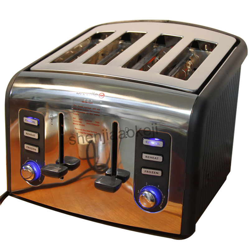 220v 4 slices Stainless steel Toaster automatic toaster electric oven toaster breakfast machine Baking Heating bread machine 1pc