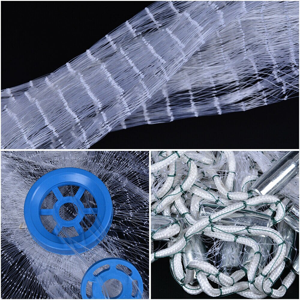 2.4m/7.87ft Diameter Fishing Cast Net Mesh Spread Whire Nest US Hand Throwing Catch Fish Nylon Network Spin Diameter Bait Sinker