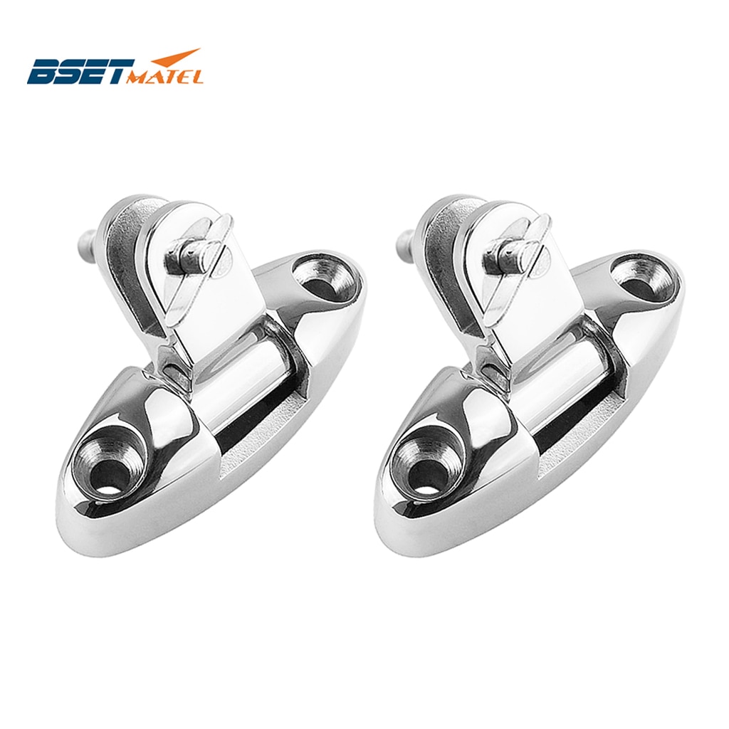 2PCS Stainless Steel 316 Boat Bimini Top Mount Swivel Deck Hinge With
