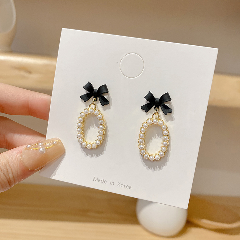 Boucle d'oreille coréenne avec pendentif en Imitation de perles pour femmes, tendance, cœur rond, fleur, nœud papillon, goutte d'eau, accessoires de bijoux élégants: MULTI