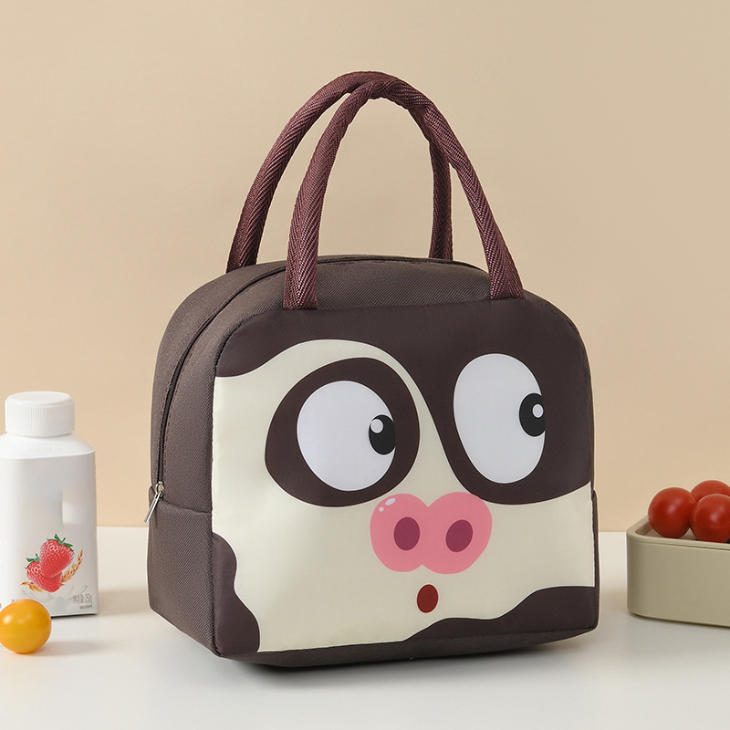 Cartoon Lunch Bag Portable Cute Pet Lunch Bag Oxford Cloth Thickened Insulation Bag Fresh Handheld Ice Pack Lunch Box Bag: Beige