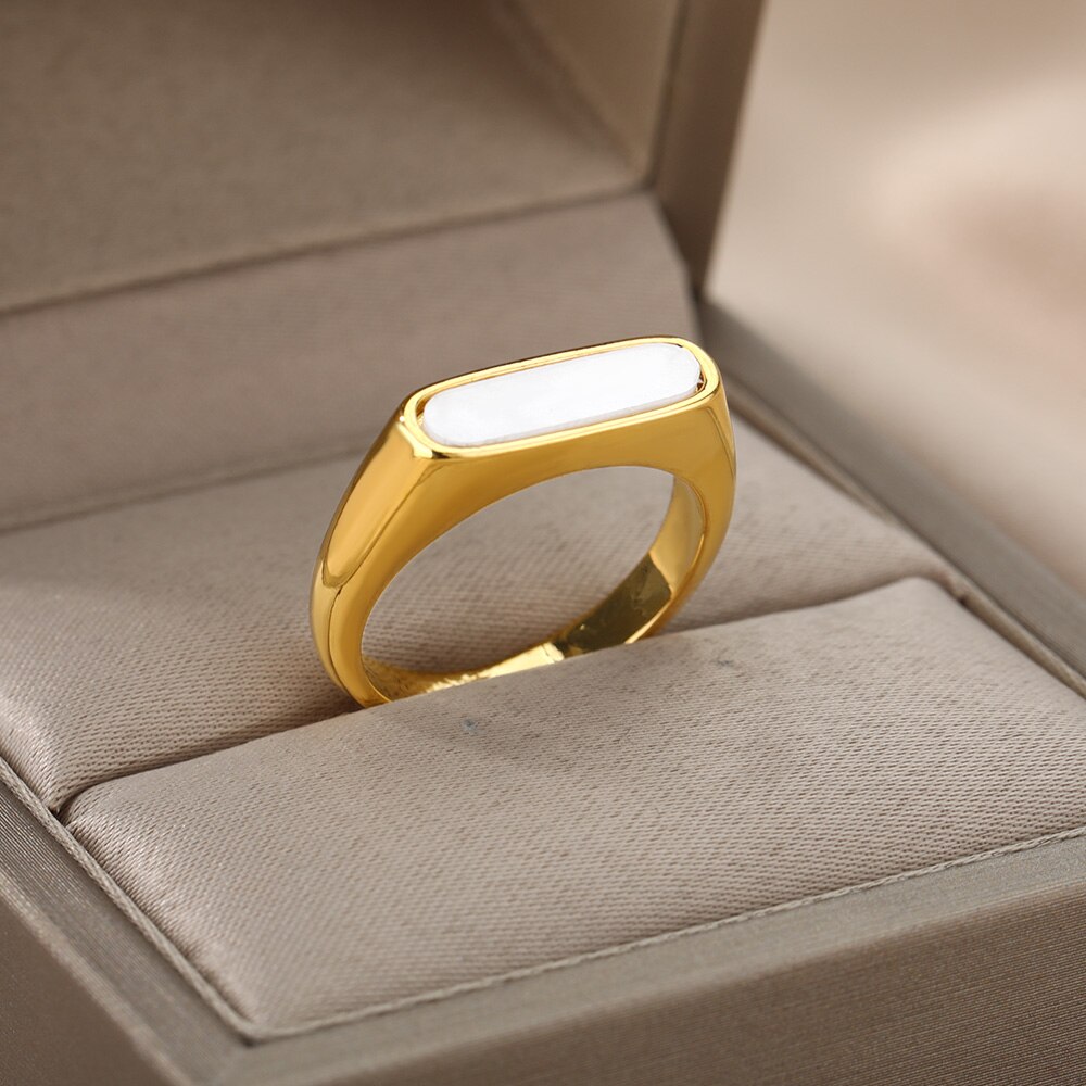 Wit Acryl Ringen Voor Vrouwen Mannen Goud Zilver Kleur Rvs Mannelijke Vrouwelijke Ring Engagement Wedding Party Finger Sieraden