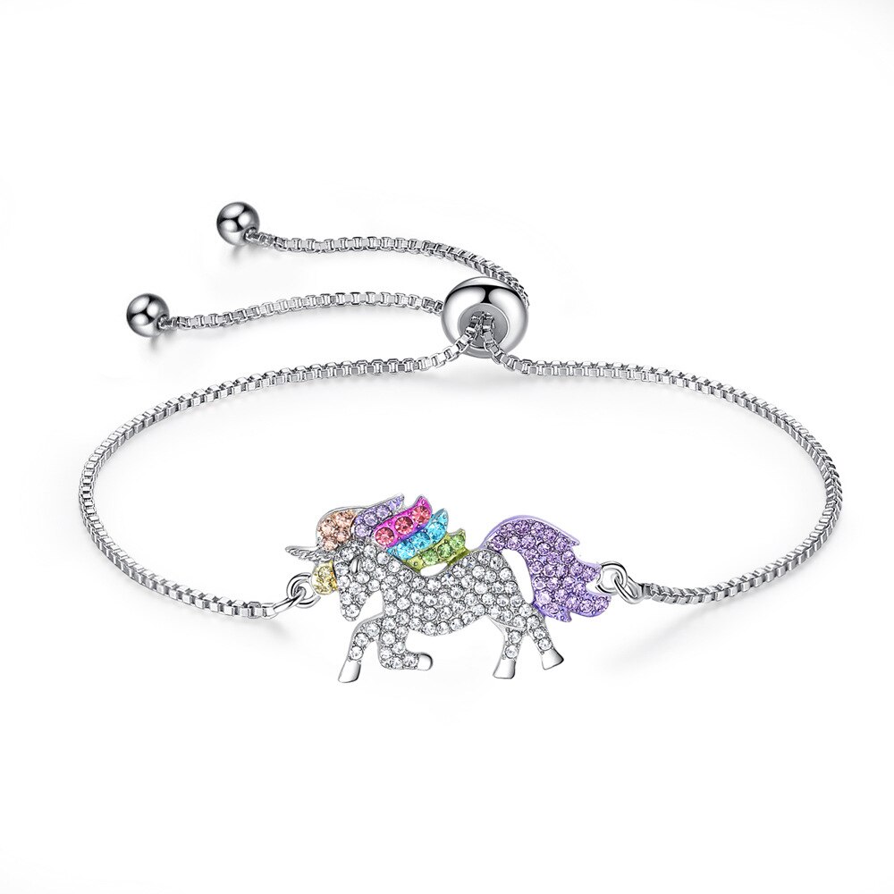 Trendy 1Pcs Handgelenk Armband Trendy Einhorn Strass Charme schmuck Kette Links Einstellbare Armbänder Für Frauen Paar